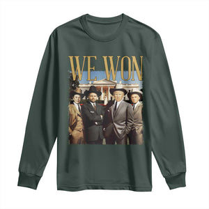 Trump Won 2024 Long Sleeve Shirt We Won Trump Team Cowboy TS09 Dark Forest Green Print Your Wear