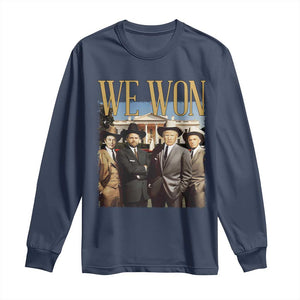 Trump Won 2024 Long Sleeve Shirt We Won Trump Team Cowboy TS09 Navy Print Your Wear