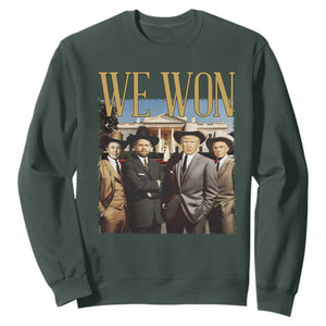 Trump Won 2024 Sweatshirt We Won Trump Team Cowboy TS09 Dark Forest Green Print Your Wear