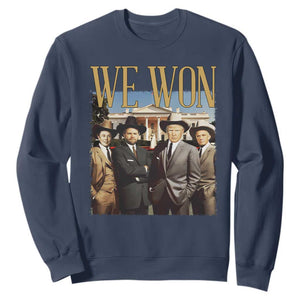 Trump Won 2024 Sweatshirt We Won Trump Team Cowboy TS09 Navy Print Your Wear