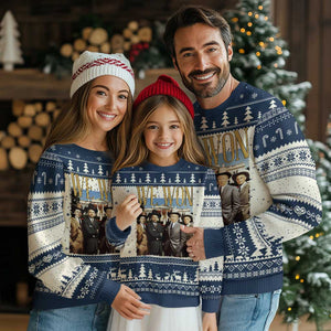 Trump Won 2024 Ugly Christmas Sweater We Won Trump Team Cowboy TS09 Navy Print Your Wear