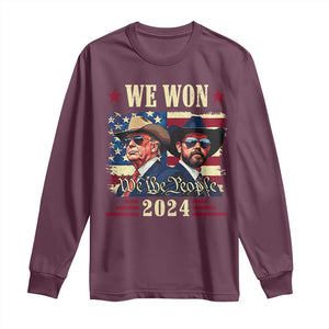 Trump Vance Cowboy We Won 2024 Long Sleeve Shirt TS09 Maroon Print Your Wear