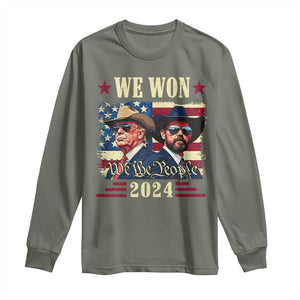 Trump Vance Cowboy We Won 2024 Long Sleeve Shirt TS09 Military Green Print Your Wear