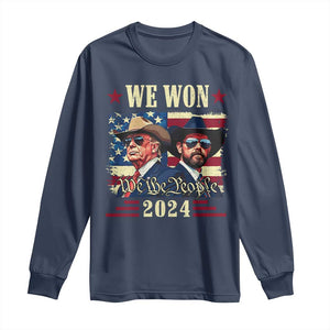 Trump Vance Cowboy We Won 2024 Long Sleeve Shirt TS09 Navy Print Your Wear