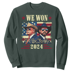 Trump Vance Cowboy We Won 2024 Sweatshirt TS09 Dark Forest Green Print Your Wear