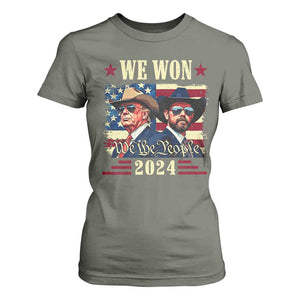 Trump Vance Cowboy We Won 2024 T Shirt For Women TS09 Military Green Print Your Wear