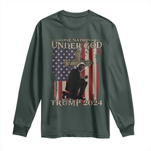 Trump Won 2024 Long Sleeve Shirt One Nation Under God TS09 Dark Forest Green Print Your Wear