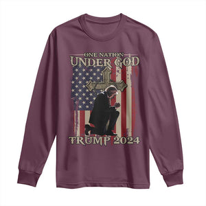 Trump Won 2024 Long Sleeve Shirt One Nation Under God TS09 Maroon Print Your Wear