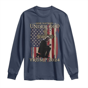 Trump Won 2024 Long Sleeve Shirt One Nation Under God TS09 Navy Print Your Wear