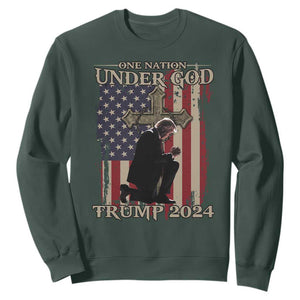 Trump Won 2024 Sweatshirt One Nation Under God TS09 Dark Forest Green Print Your Wear