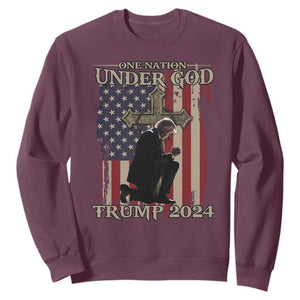 Trump Won 2024 Sweatshirt One Nation Under God TS09 Maroon Print Your Wear