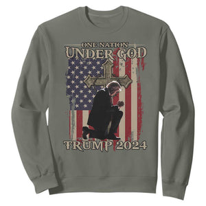 Trump Won 2024 Sweatshirt One Nation Under God TS09 Military Green Print Your Wear