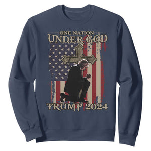 Trump Won 2024 Sweatshirt One Nation Under God TS09 Navy Print Your Wear