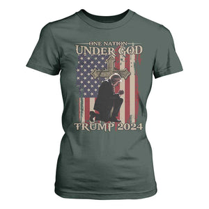 Trump Won 2024 T Shirt For Women One Nation Under God TS09 Dark Forest Green Print Your Wear