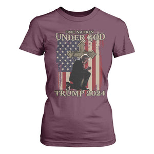 Trump Won 2024 T Shirt For Women One Nation Under God TS09 Maroon Print Your Wear