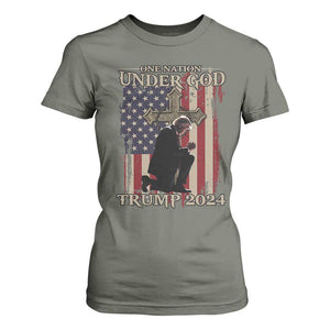 Trump Won 2024 T Shirt For Women One Nation Under God TS09 Military Green Print Your Wear