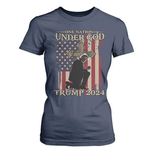 Trump Won 2024 T Shirt For Women One Nation Under God TS09 Navy Print Your Wear