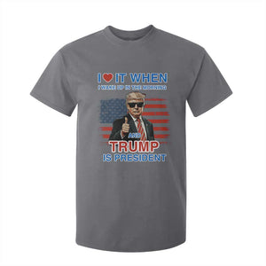 Trump 2024 T Shirt For Kid I Love It When I Wake Up In The Morning And Trump Is President TS09 Charcoal Print Your Wear