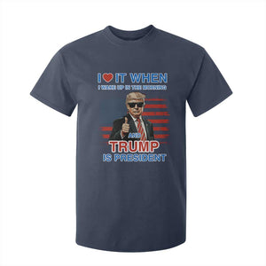 Trump 2024 T Shirt For Kid I Love It When I Wake Up In The Morning And Trump Is President TS09 Navy Print Your Wear