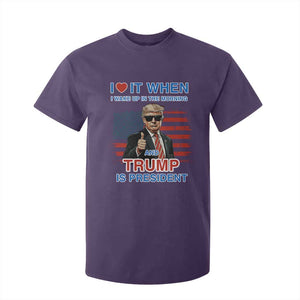 Trump 2024 T Shirt For Kid I Love It When I Wake Up In The Morning And Trump Is President TS09 Purple Print Your Wear