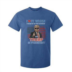 Trump 2024 T Shirt For Kid I Love It When I Wake Up In The Morning And Trump Is President TS09 Royal Blue Print Your Wear