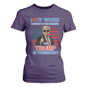 Trump 2024 T Shirt For Women I Love It When I Wake Up In The Morning And Trump Is President TS09 Purple Print Your Wear