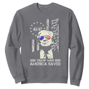 Trump Wins America Saved Sweatshirt TS09 Charcoal Print Your Wear