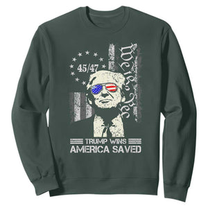 Trump Wins America Saved Sweatshirt TS09 Dark Forest Green Print Your Wear