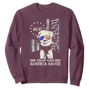 Trump Wins America Saved Sweatshirt TS09 Maroon Print Your Wear