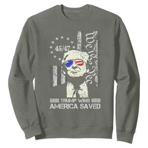 Trump Wins America Saved Sweatshirt TS09 Military Green Print Your Wear