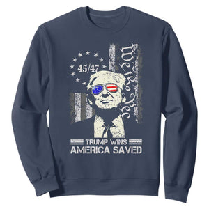 Trump Wins America Saved Sweatshirt TS09 Navy Print Your Wear