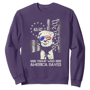 Trump Wins America Saved Sweatshirt TS09 Purple Print Your Wear