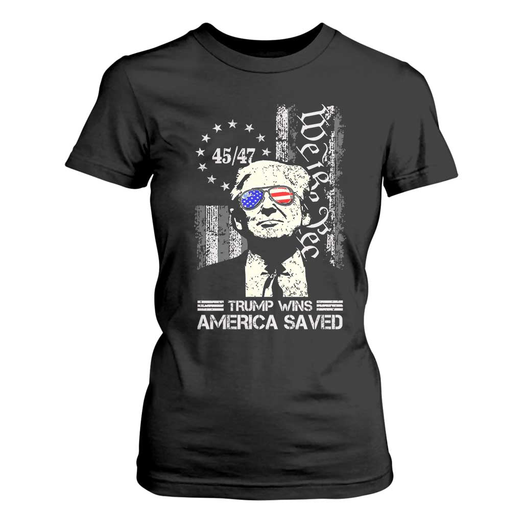 Trump Wins America Saved T Shirt For Women TS09 Black Print Your Wear