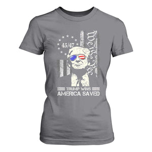 Trump Wins America Saved T Shirt For Women TS09 Charcoal Print Your Wear