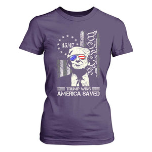 Trump Wins America Saved T Shirt For Women TS09 Purple Print Your Wear