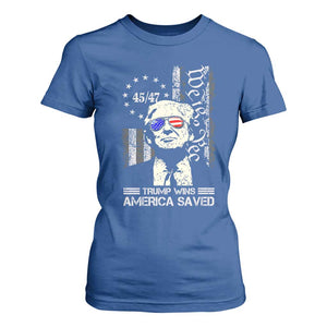 Trump Wins America Saved T Shirt For Women TS09 Royal Blue Print Your Wear