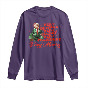 Christmas Trump Long Sleeve Shirt Very Demure Very Cutesy Very President Very Merry TS09 Purple Print Your Wear