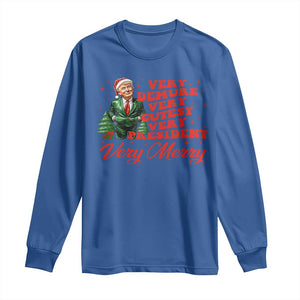 Christmas Trump Long Sleeve Shirt Very Demure Very Cutesy Very President Very Merry TS09 Royal Blue Print Your Wear