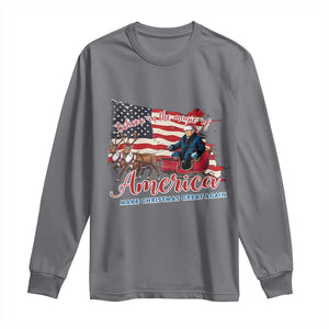 Christmas Trump Long Sleeve Shirt Believe In The Magic Of America Make Christmas Great Again TS09 Charcoal Print Your Wear