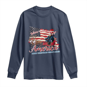 Christmas Trump Long Sleeve Shirt Believe In The Magic Of America Make Christmas Great Again TS09 Navy Print Your Wear