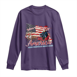 Christmas Trump Long Sleeve Shirt Believe In The Magic Of America Make Christmas Great Again TS09 Purple Print Your Wear