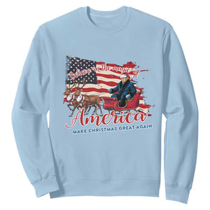 Christmas Trump Sweatshirt Believe In The Magic Of America Make Christmas Great Again TS09 Light Blue Print Your Wear