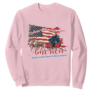 Christmas Trump Sweatshirt Believe In The Magic Of America Make Christmas Great Again TS09 Light Pink Print Your Wear