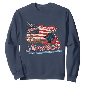 Christmas Trump Sweatshirt Believe In The Magic Of America Make Christmas Great Again TS09 Navy Print Your Wear