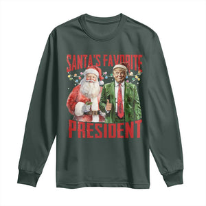 Christmas Trump Long Sleeve Shirt Santa's Favorite President TS09 Dark Forest Green Print Your Wear