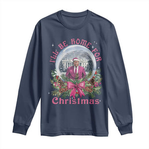 Christmas Trump Long Sleeve Shirt I'll Be Home For Christmas Coquette TS09 Navy Print Your Wear