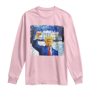 Trump 2024 Long Sleeve Shirt Christmas Starry Night Vincent Van Gogh TS09 Light Pink Print Your Wear