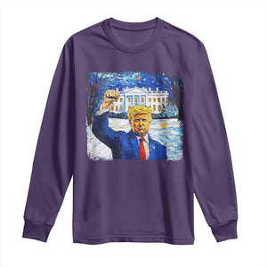 Trump 2024 Long Sleeve Shirt Christmas Starry Night Vincent Van Gogh TS09 Purple Print Your Wear