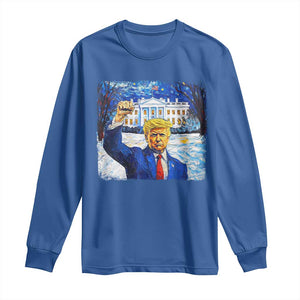 Trump 2024 Long Sleeve Shirt Christmas Starry Night Vincent Van Gogh TS09 Royal Blue Print Your Wear