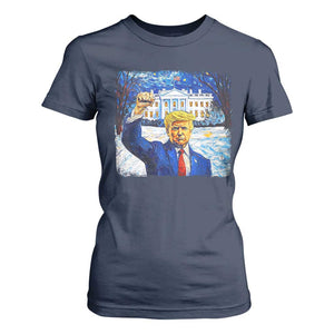 Trump 2024 T Shirt For Women Christmas Starry Night Vincent Van Gogh TS09 Navy Print Your Wear